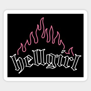 Hellgirl Aesthetic Goth Grl Grunge Design (Pink Flames & White Text) Sticker